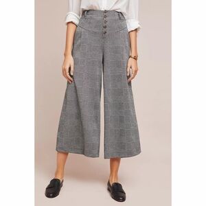 Anthropologie‎ Maeve cropped Menswear Pants Black Grey Checkered Size XSP